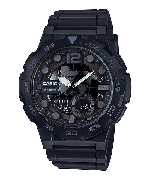 Casio Digital Black Resin Band Watch AEQ100W-1B