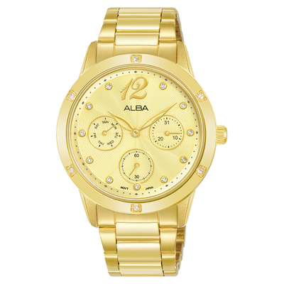 Alba Fashion Analogue Stainless Steel Gold Dial Watch AP6710X