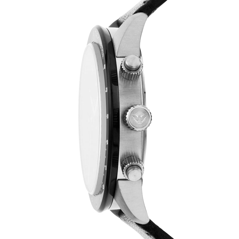 Emporio Armani 计时码表黑色皮革表带手表 AR11635