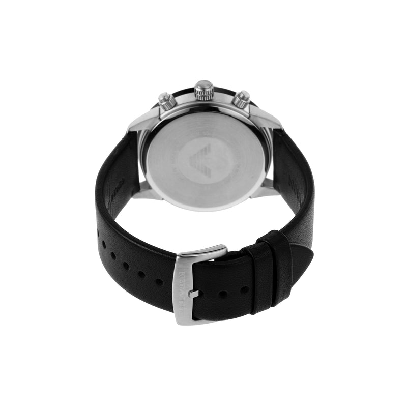 Emporio Armani 计时码表黑色皮革表带手表 AR11635