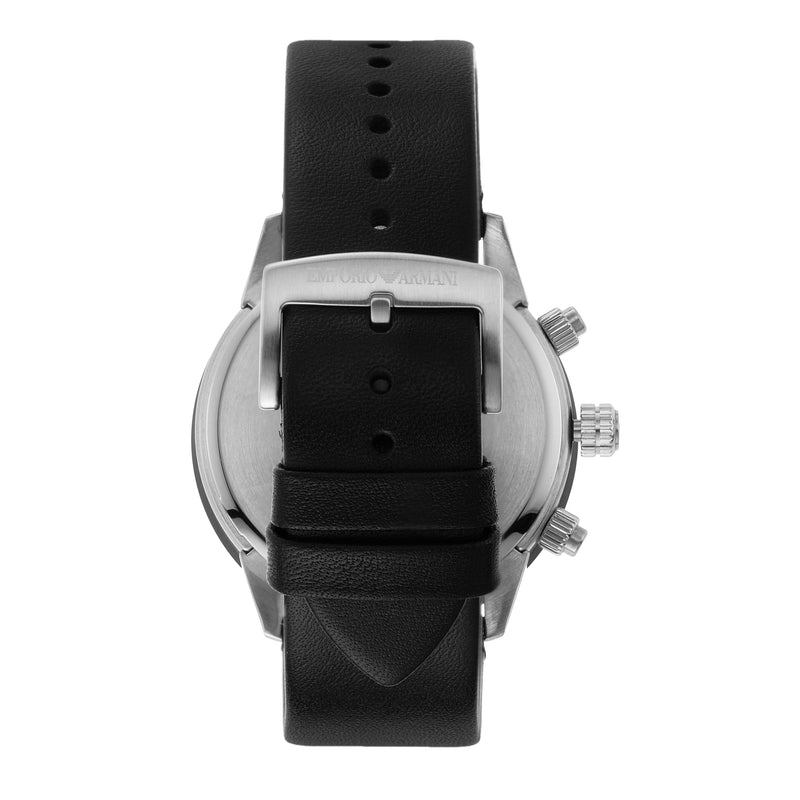 Emporio Armani 计时码表黑色皮革表带手表 AR11635