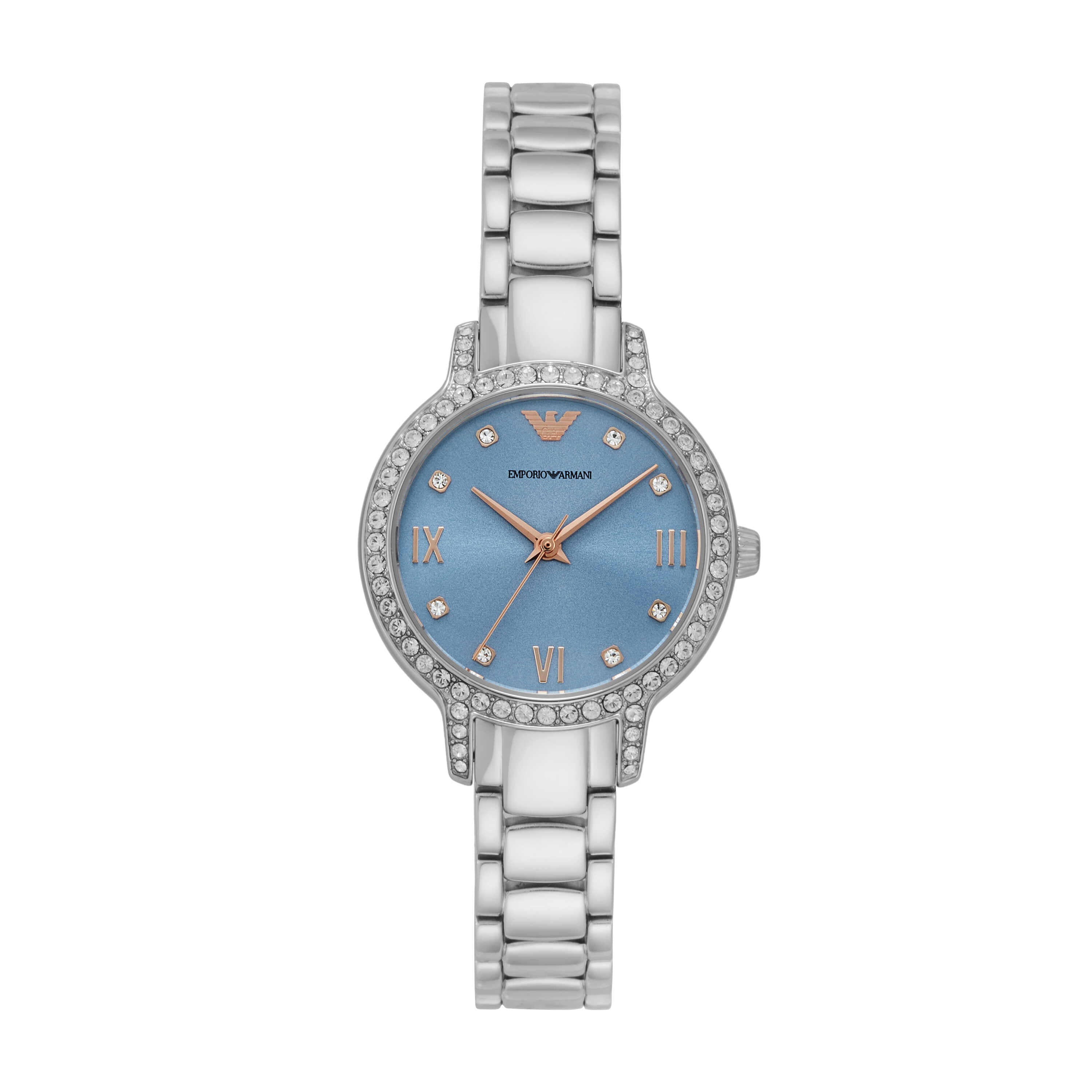 Armani Three-Hand Silver Stainless Steel Blue Dial Watch AR11585