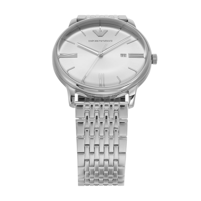 Emporio Armani Three-Hand Date White Dial Stainless Steel Watch AR11599