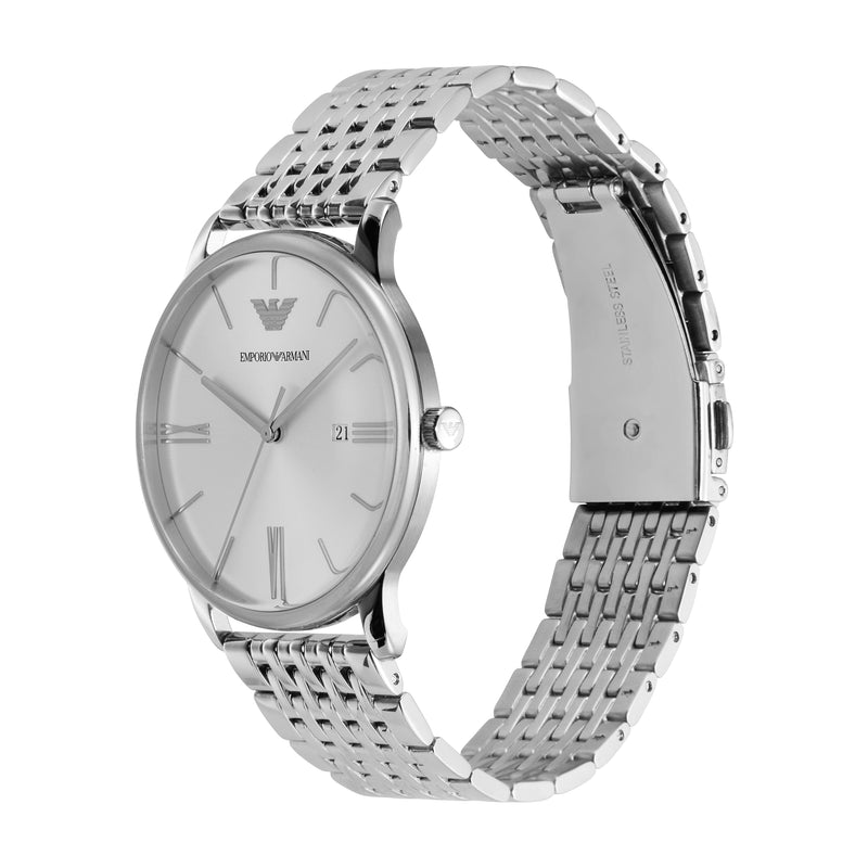 Emporio Armani Three-Hand Date White Dial Stainless Steel Watch AR11599