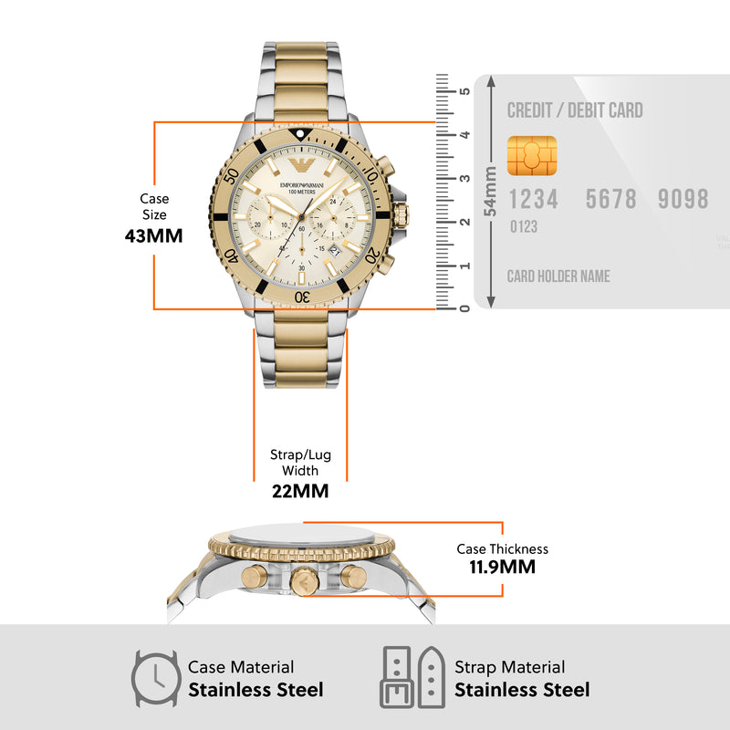 Emporio Armani 奢华双色计时码表不锈钢手表 AR11606