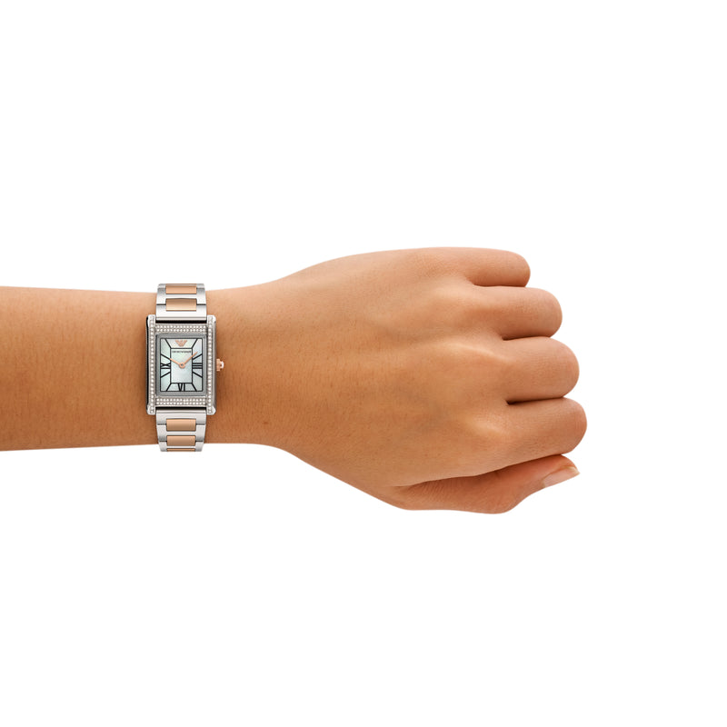Emporio Armani Mother of Pearl Dial Two Tone Stainless Steel Watch AR11626