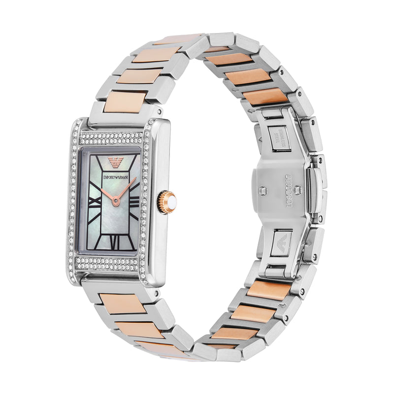 Emporio Armani Mother of Pearl Dial Two Tone Stainless Steel Watch AR11626