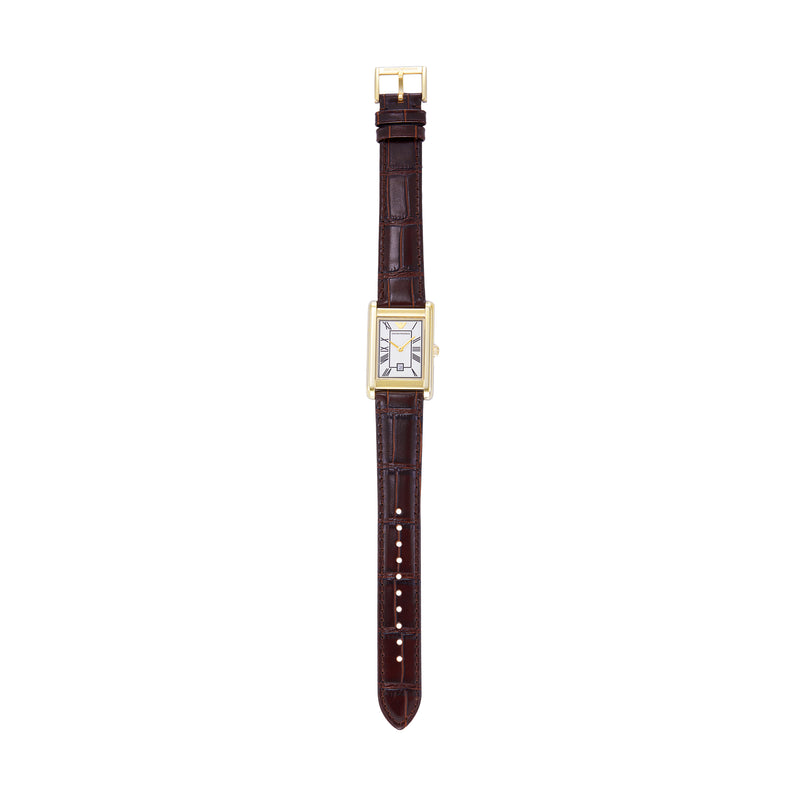 Emporio Armani Two-Hand White Dial Brown Leather Strap Watch AR11665