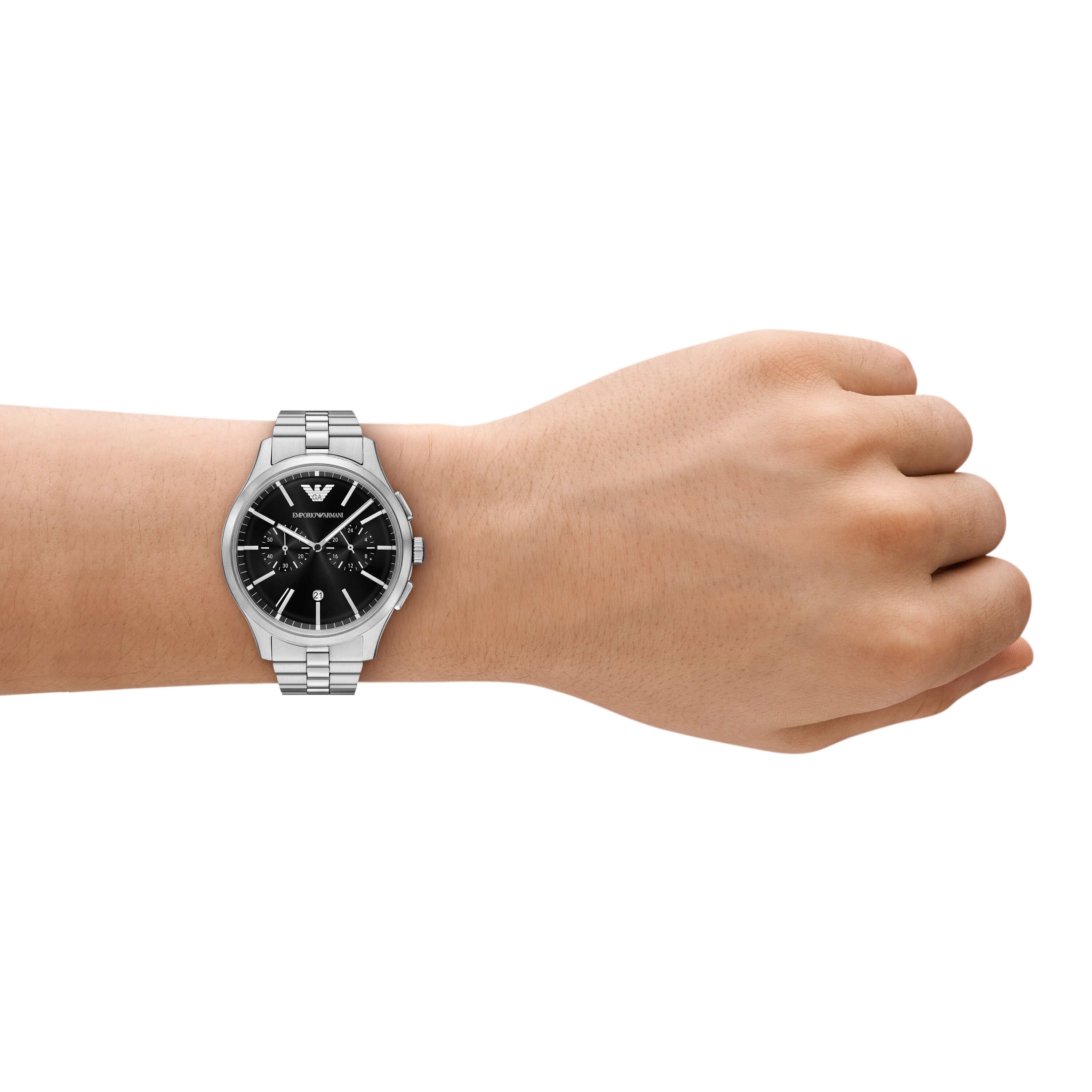 Emporio Armani Black Dial Silver Stainless Steel Watch AR11691