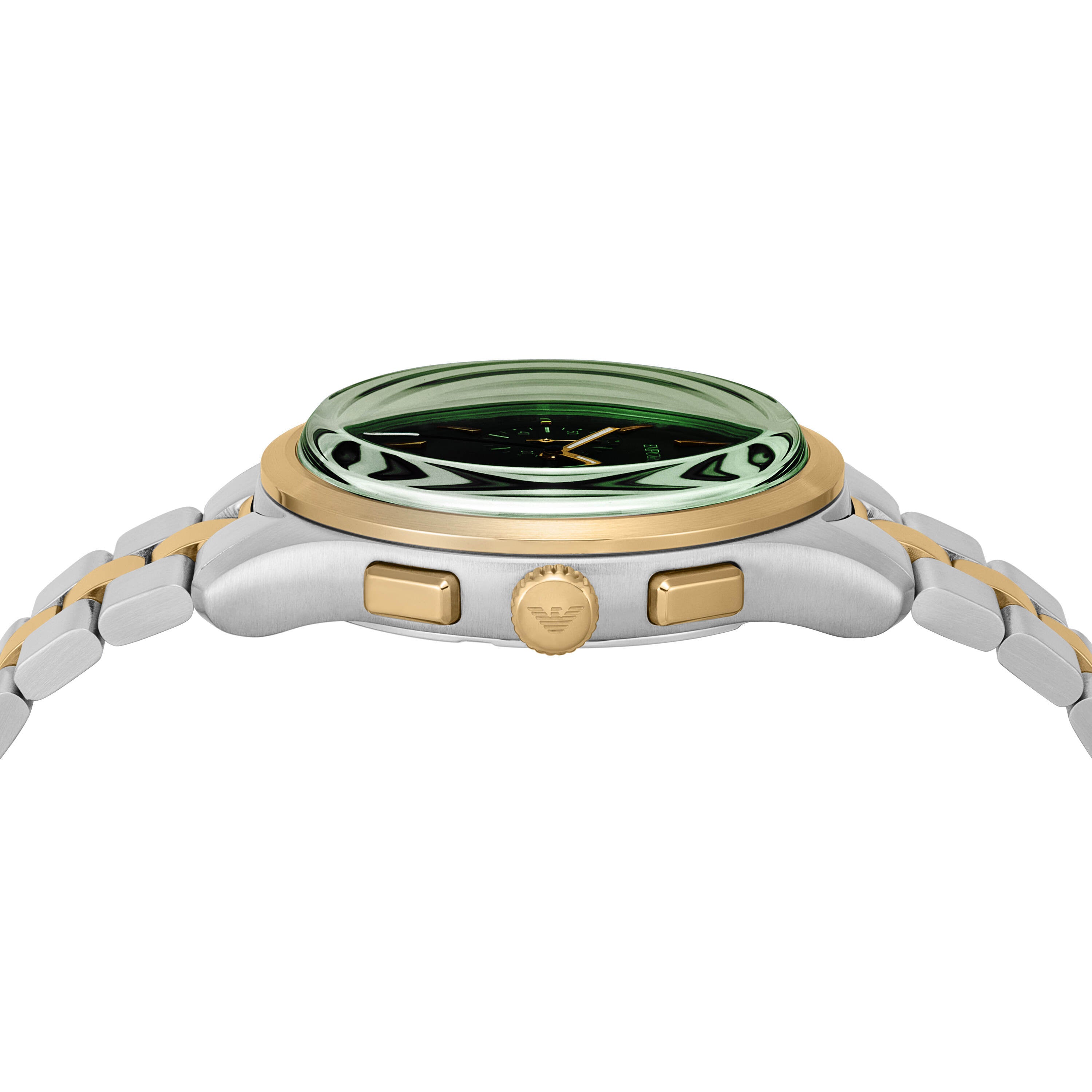 Armani Chronograph Two Tone Stainless Steel Green Dial Watch AR11692