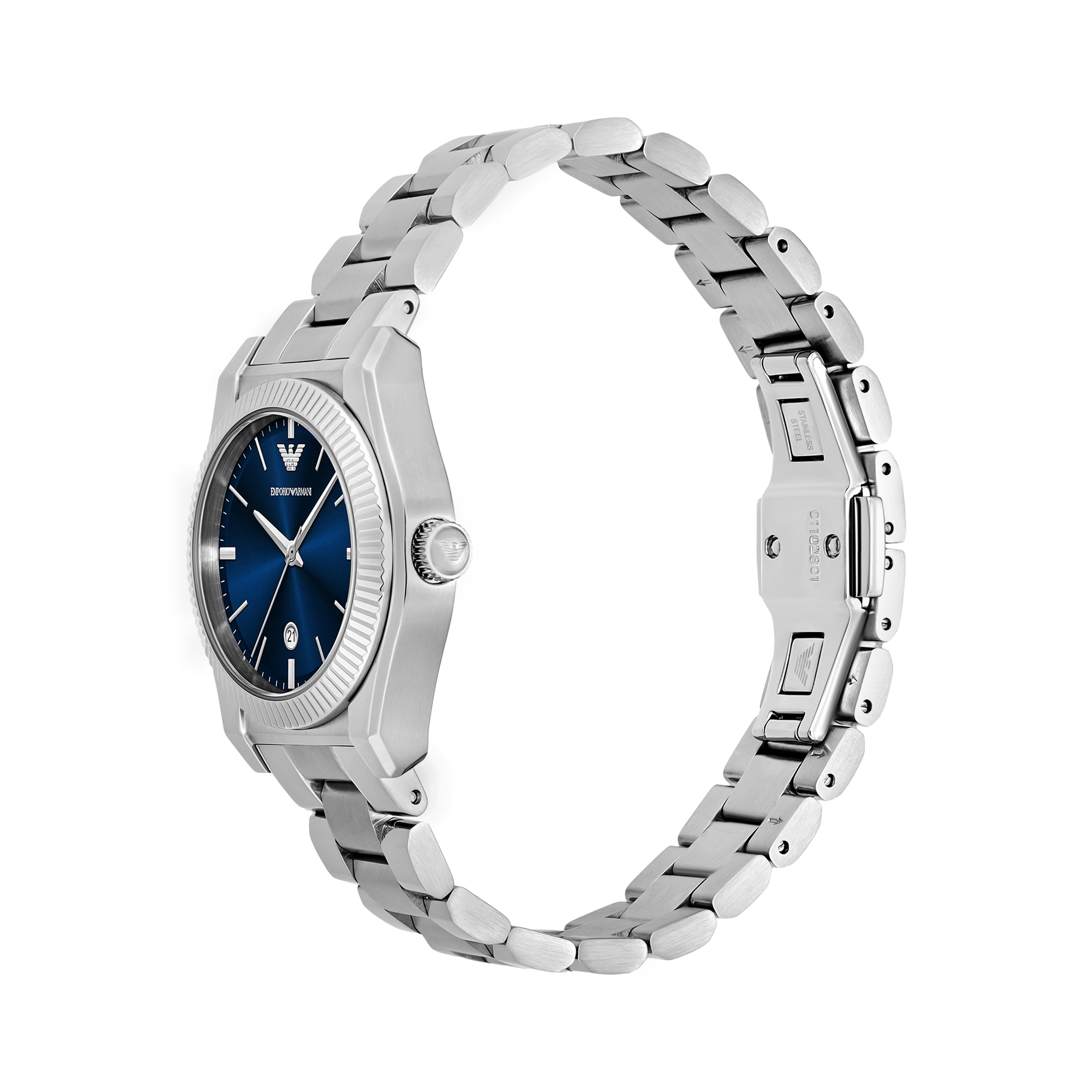 Emporio Armani Blue Dial Silver Stainless Steel Watch AR11717