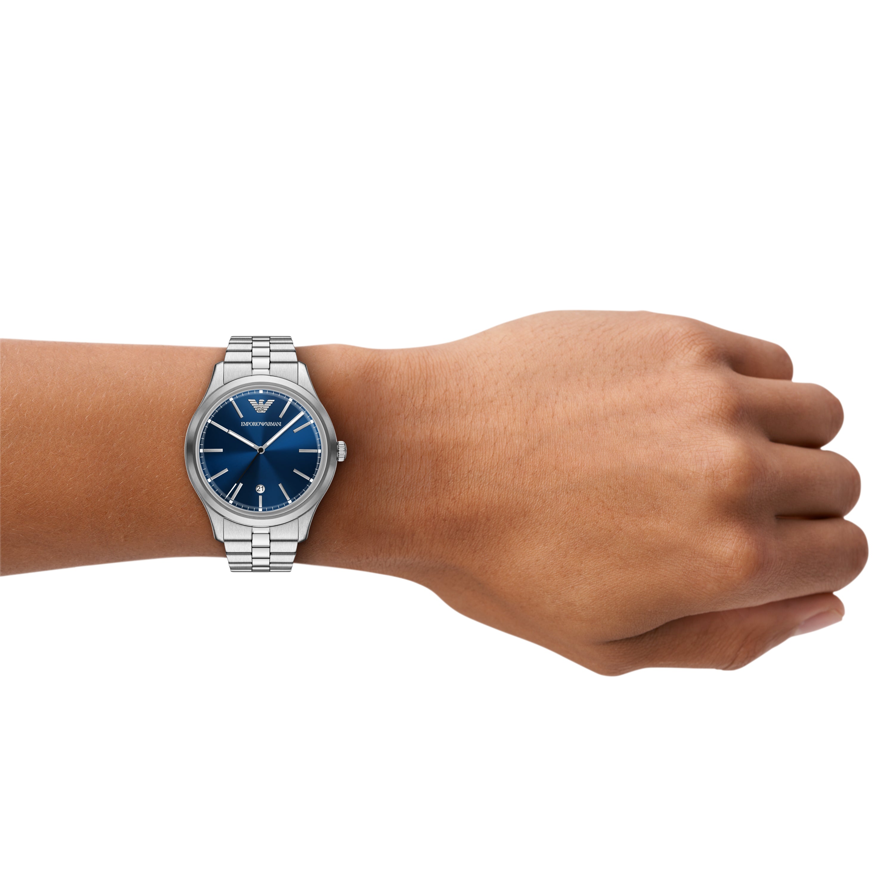 Emporio Armani Blue Dial Date Stainless Steel Men's Watch 41 mm AR11733