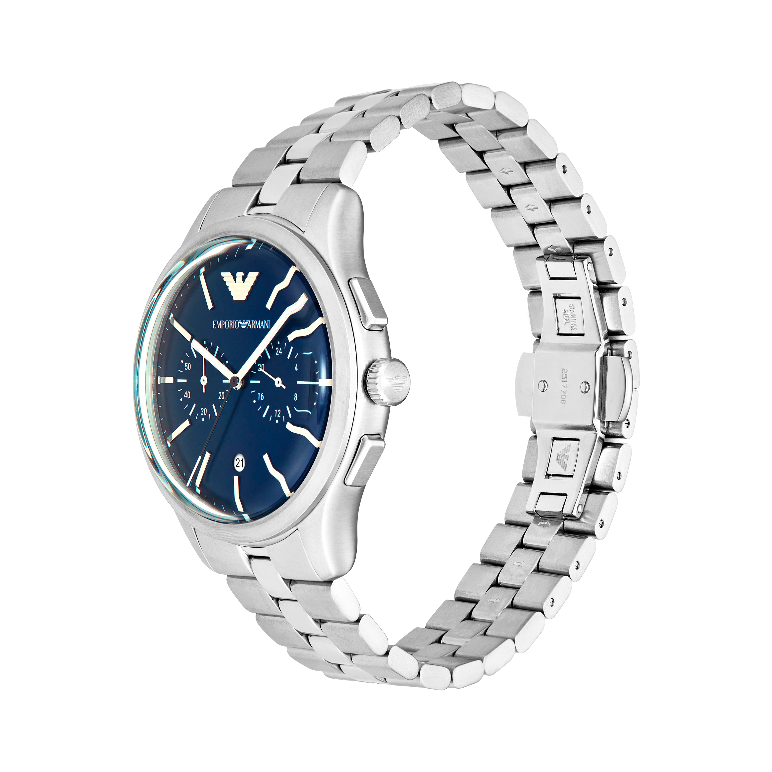 Emporio Armani Blue Dial Date Stainless Steel Men's Watch 41 mm AR11733