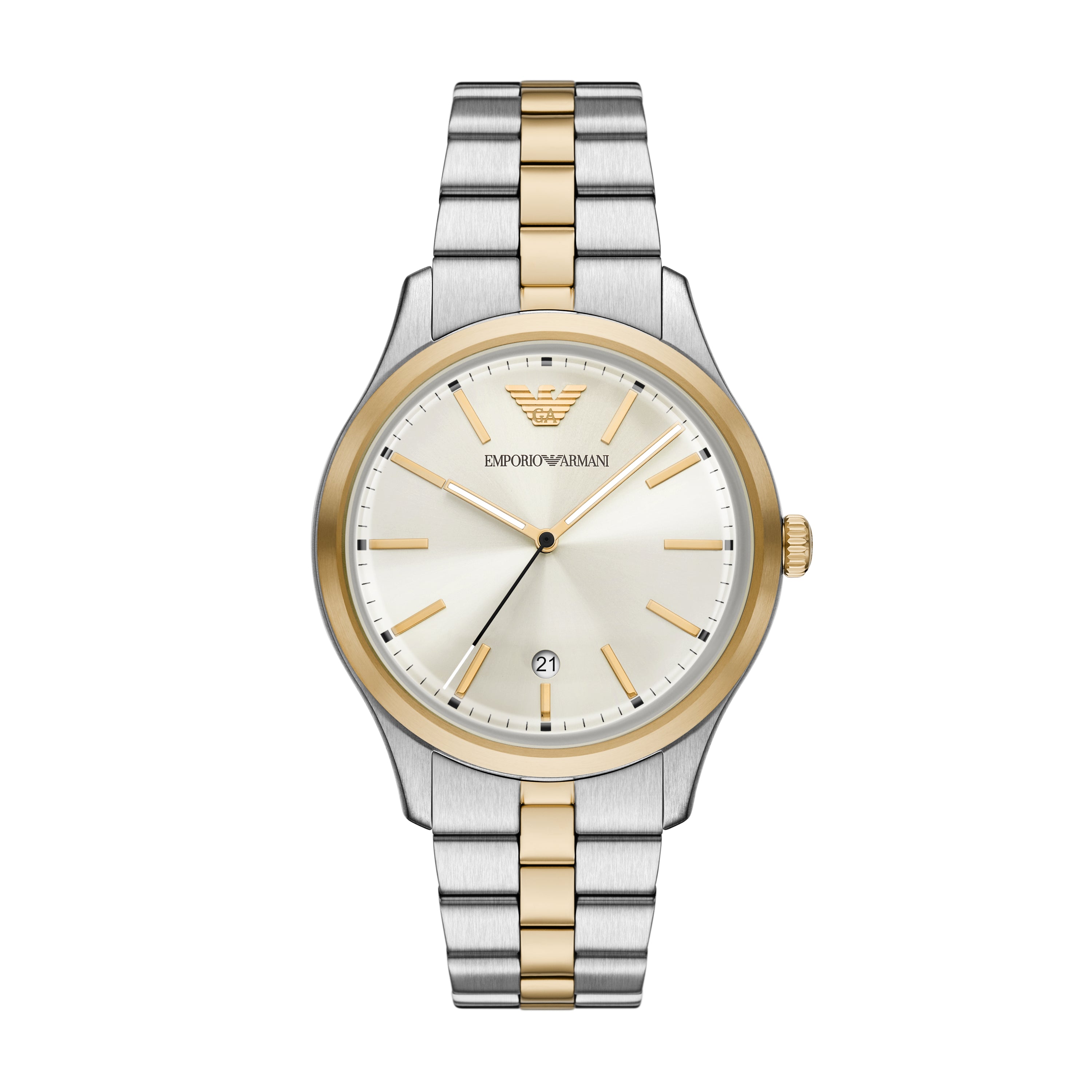Emporio Armani Cream Dial Two Tone Stainless Steel Watch AR11735