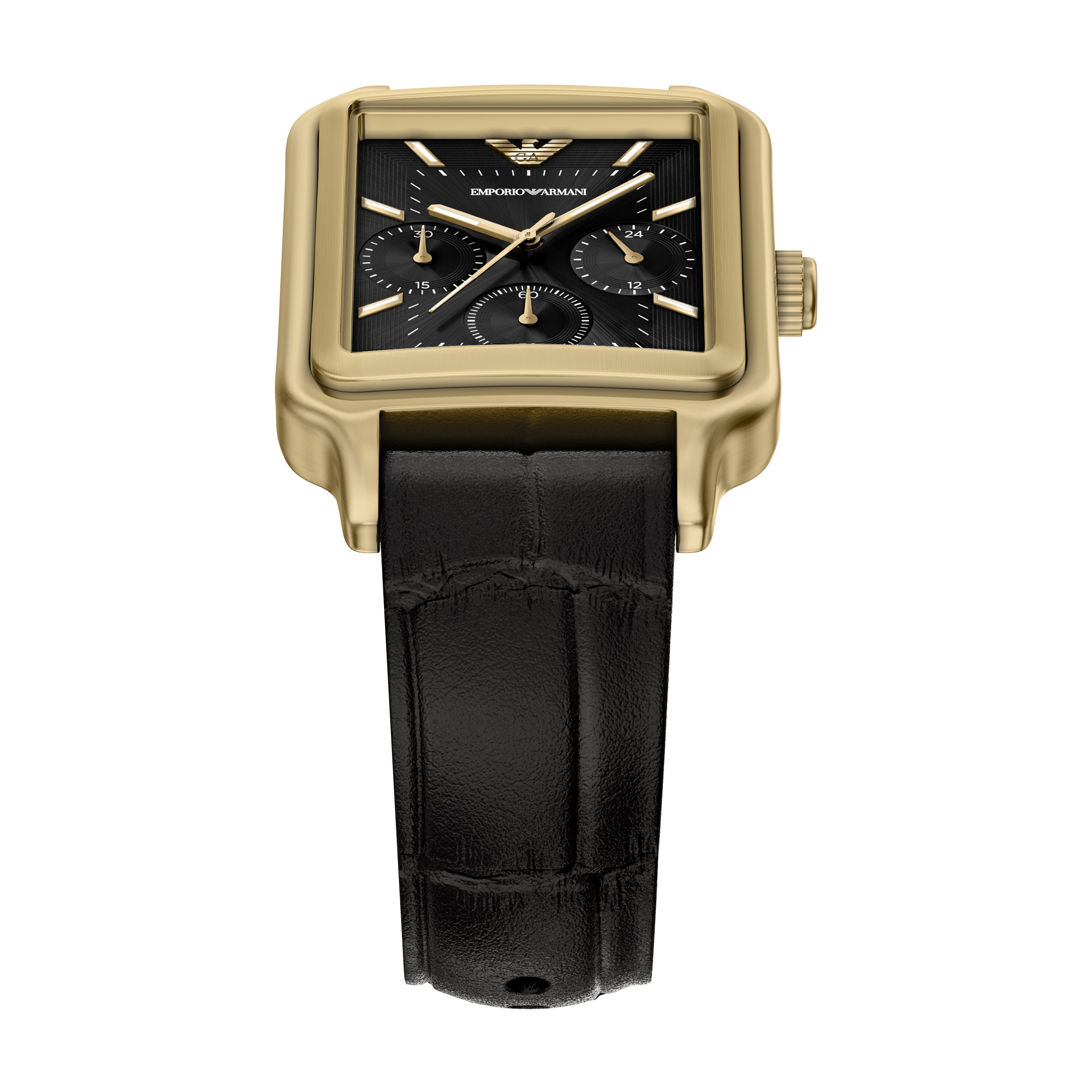 Emporio Armani Black Dial Leather Strap Watch AR11753