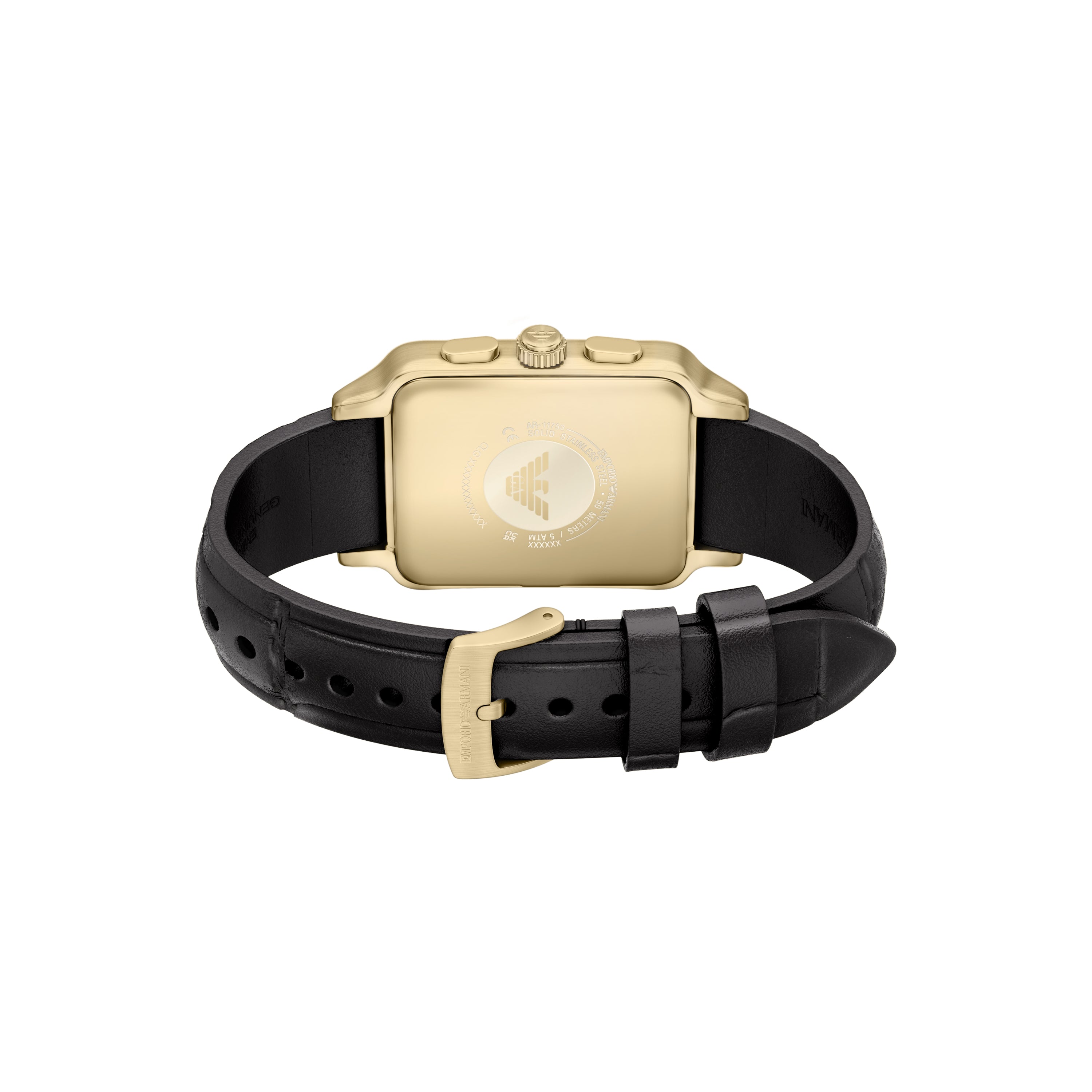 Emporio Armani Black Dial Leather Strap Watch AR11753