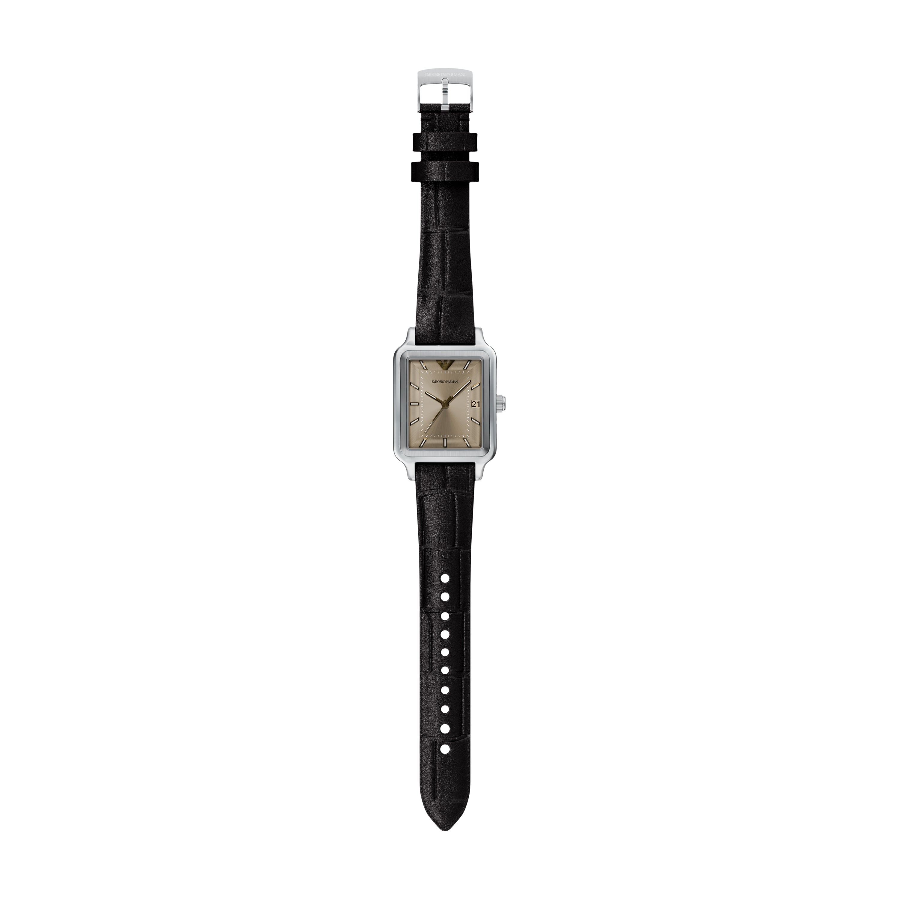 Emporio Armani Silver Dial Brown Leather Strap Watch AR11756