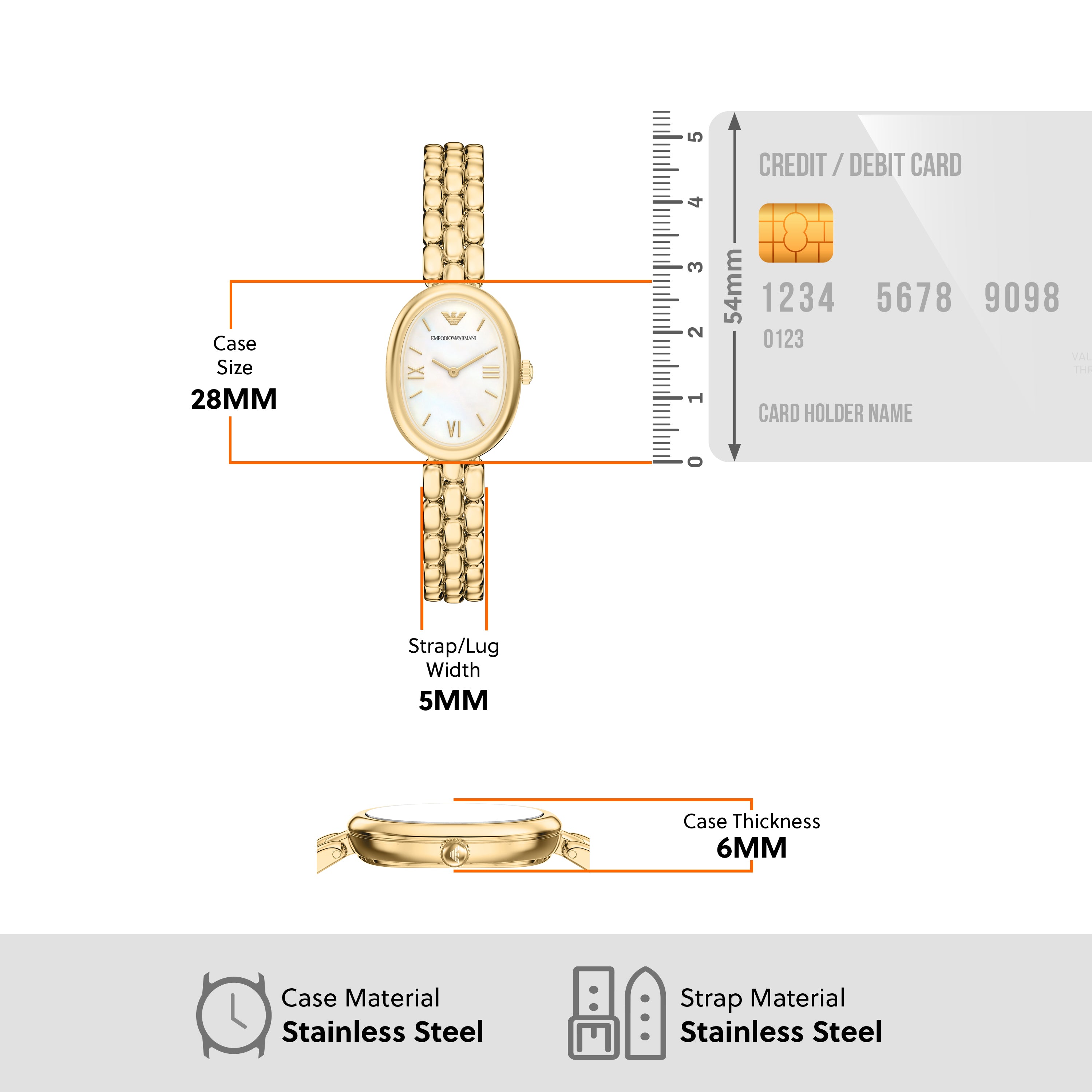 Emporio Armani White Dial Gold Stainless Steel Watch AR11777