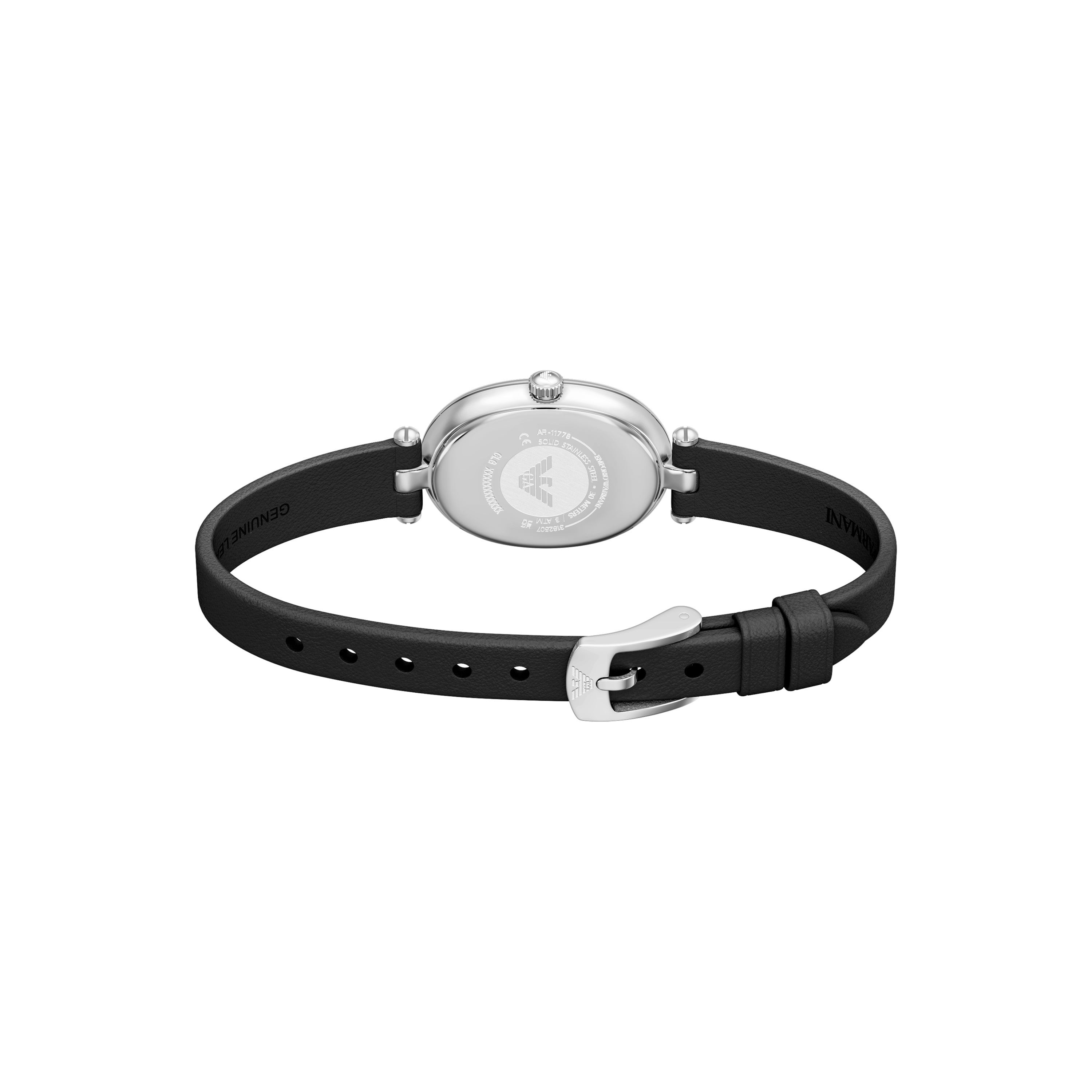 Emporio Armani White Dial Black Leather Strap Watch AR11778