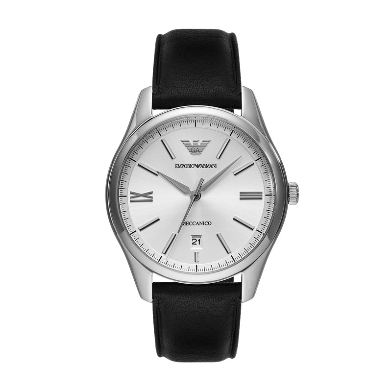 Emporio Armani Luxurious Automatic Watch with Black Leather Strap AR60077