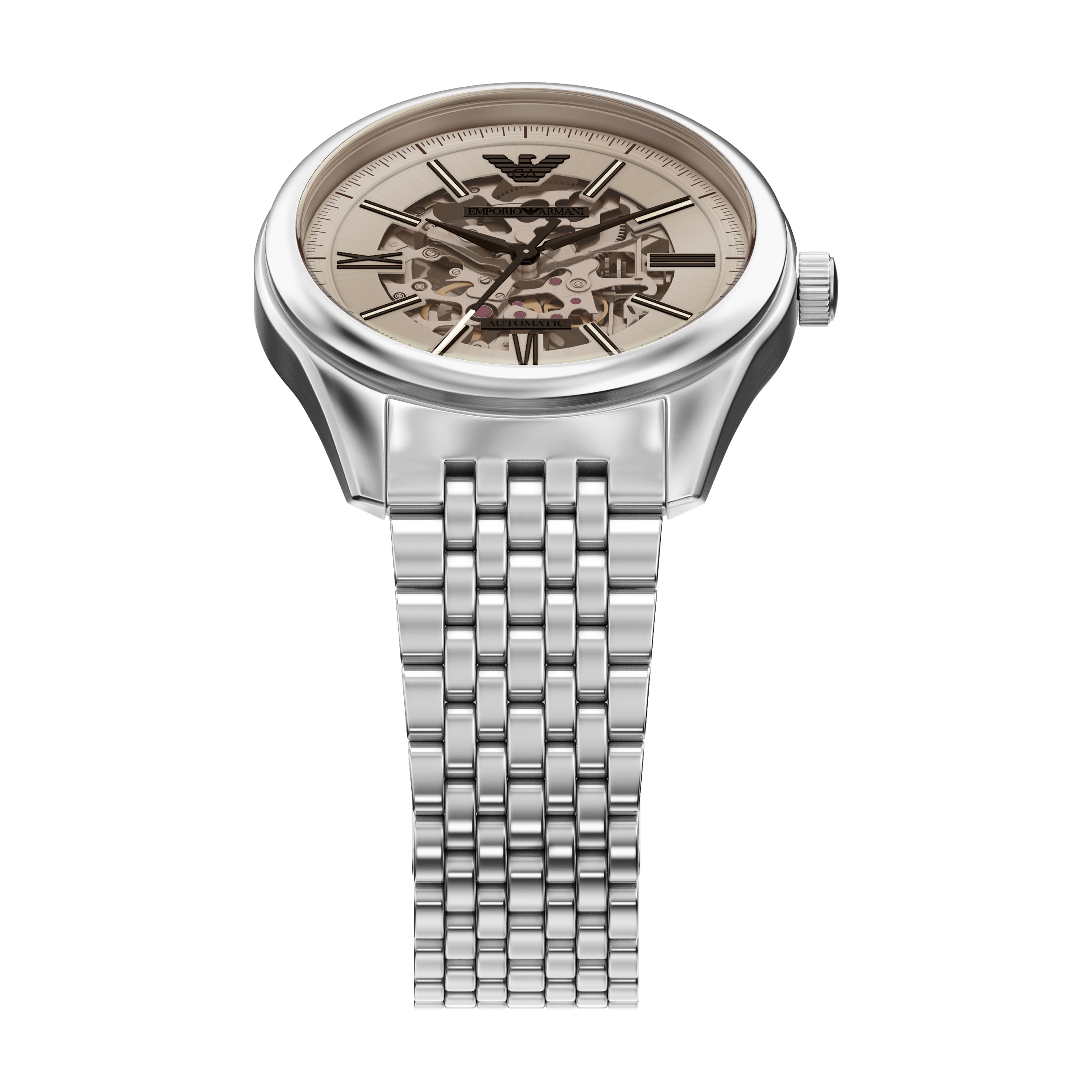 Armani Automatic Stainless Steel Beige Dial Watch AR60095