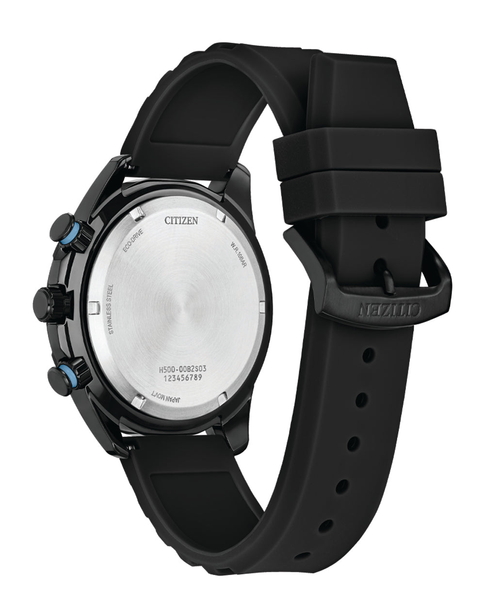 Citizen Eco-Drive Black Dial Black Rubber Watch AT2587-02E