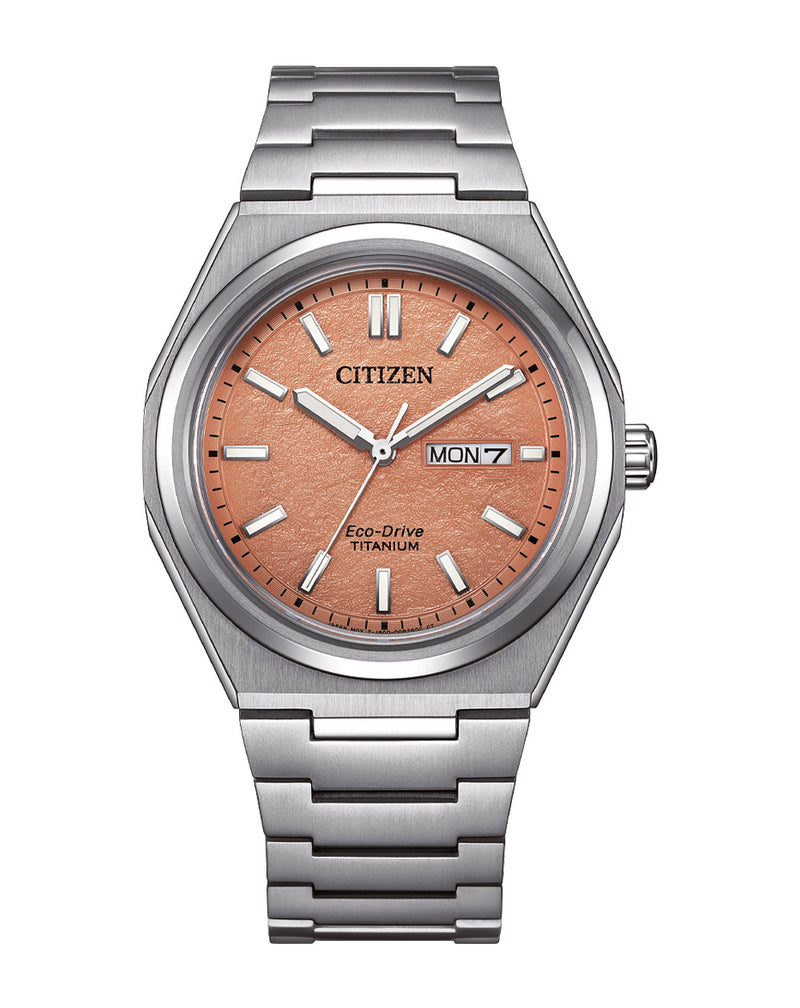 Citizen Eco-Drive Zenshin Three-hand Orange Dial Stainless Steel 