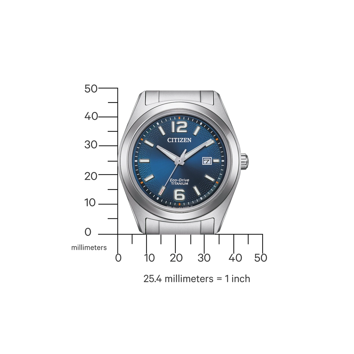 Citizen Super Titanium AW1641-81L men's watch blue dial silver titanium bracelet case back