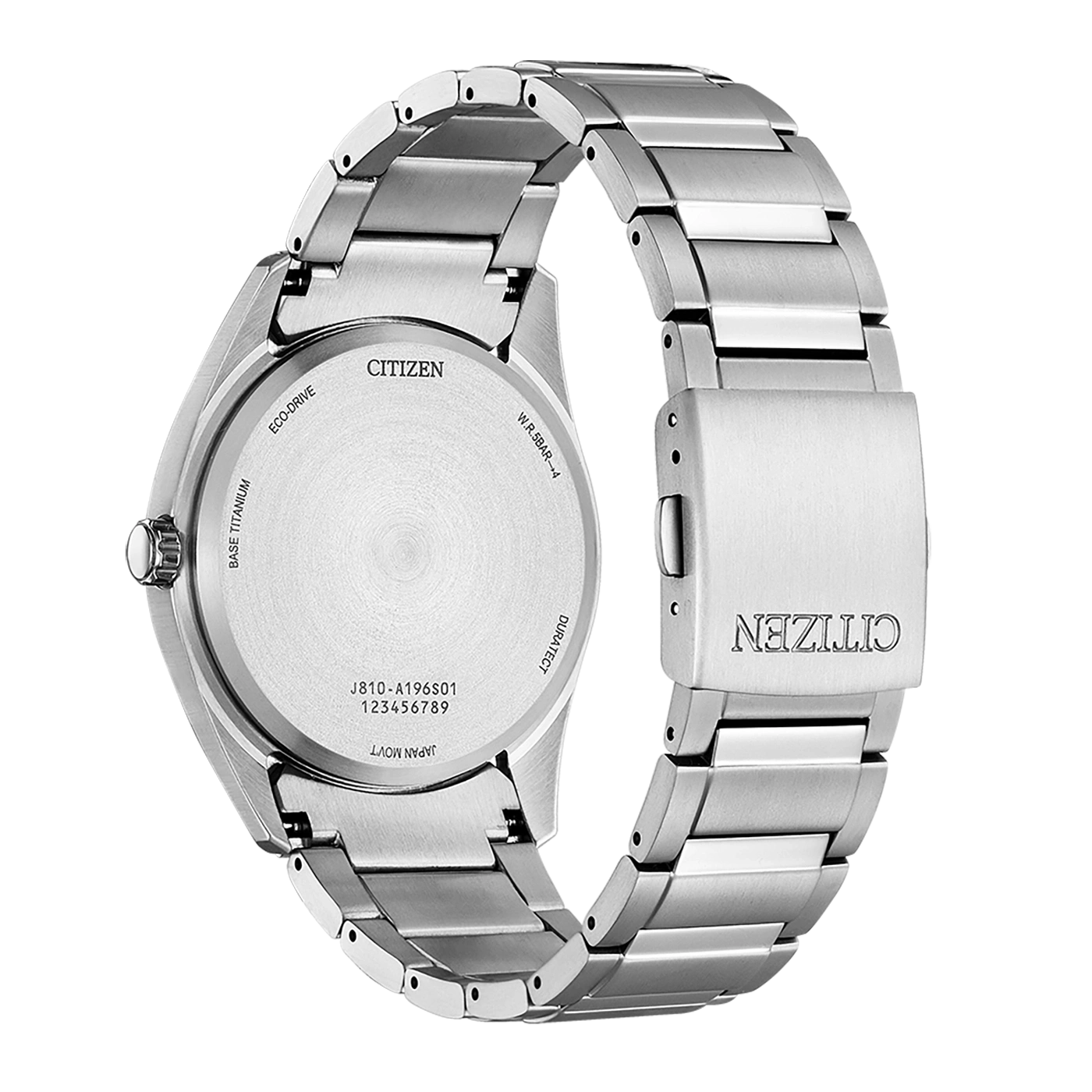 Citizen Super Titanium AW1641-81X men's watch green dial silver titanium bracelet side profile