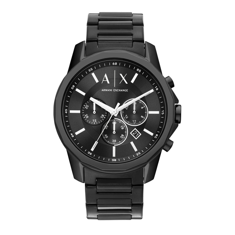 Armani AX1722 黑色不锈钢计时手表
