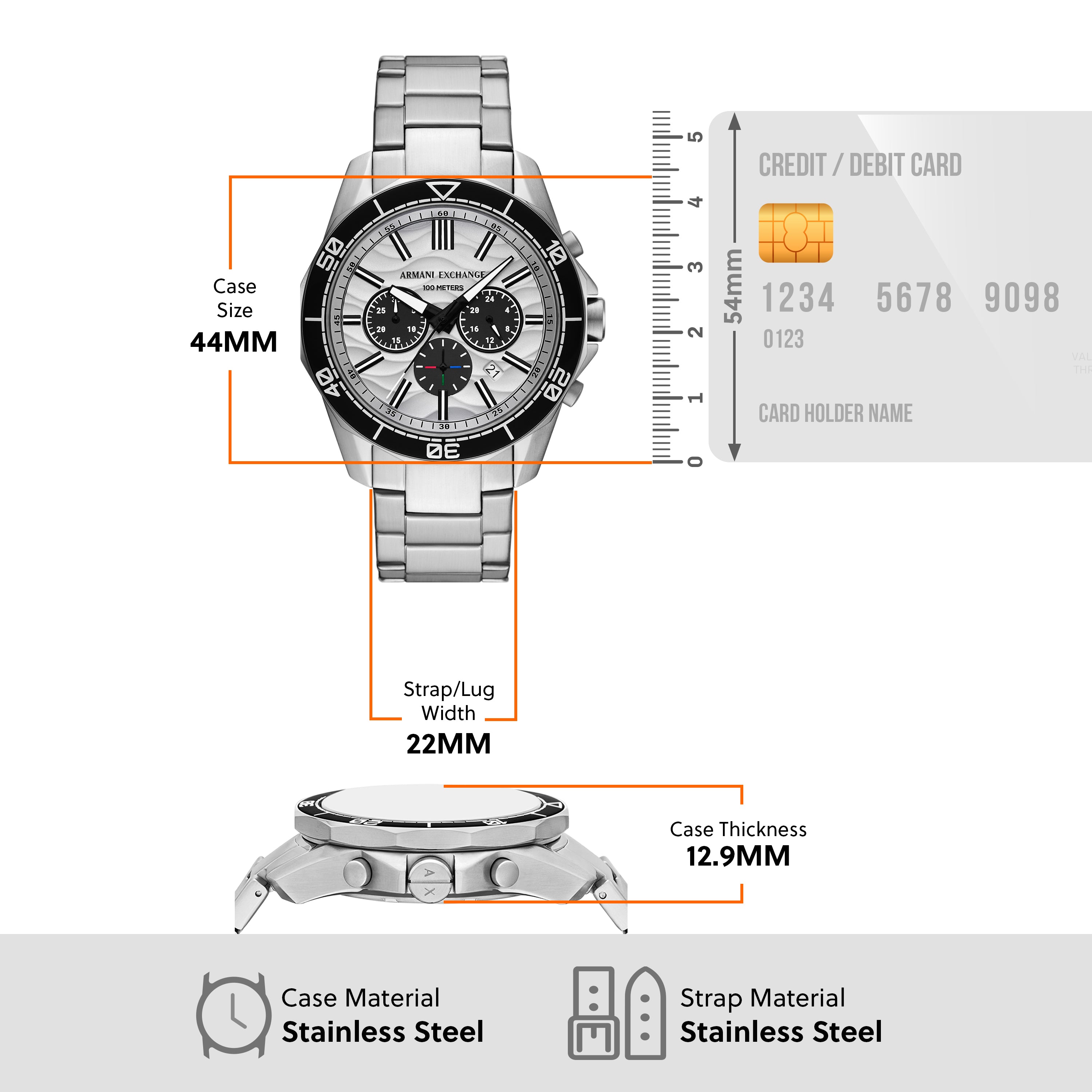Armani Exchange Chronograph Silver Dial Stainless Steel Watch AX1969