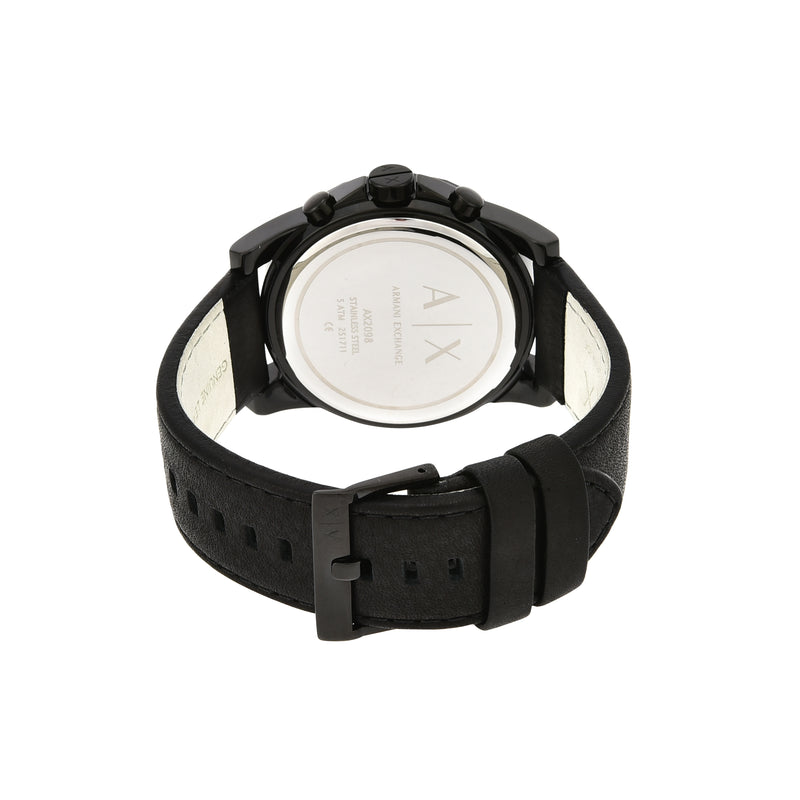 Armani Exchange 计时码表黑色皮革表带男式手表 AX2098