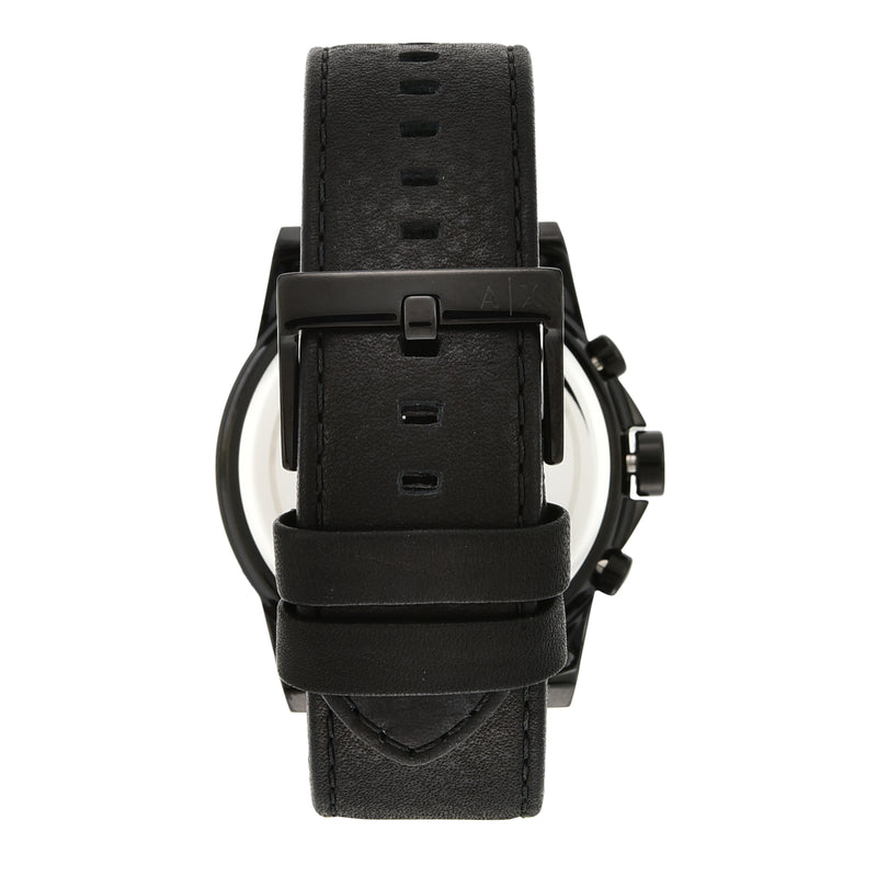Armani Exchange 计时码表黑色皮革表带男式手表 AX2098