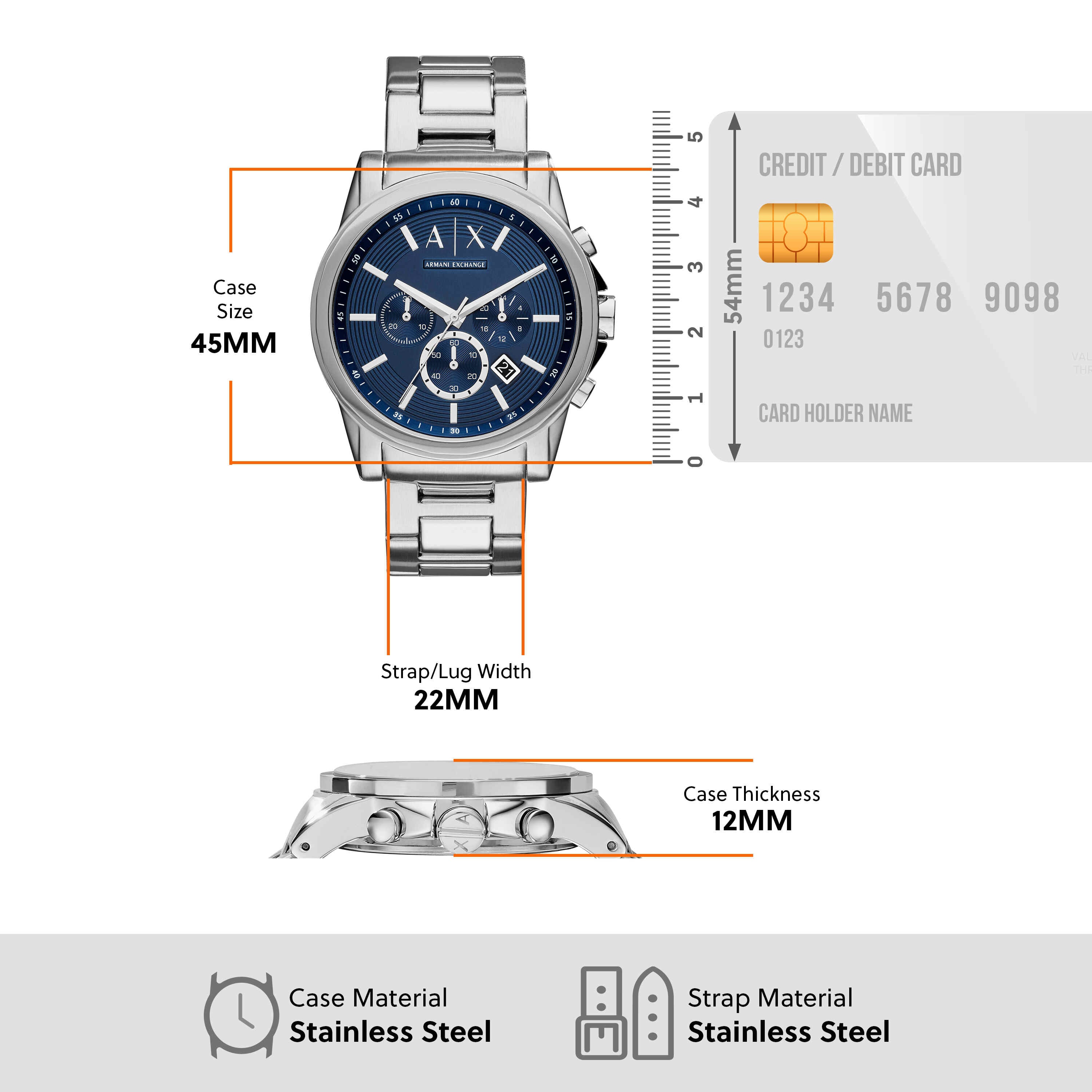 Armani Exchange Chronograph Blue Dial Steel Bracelet AX2509