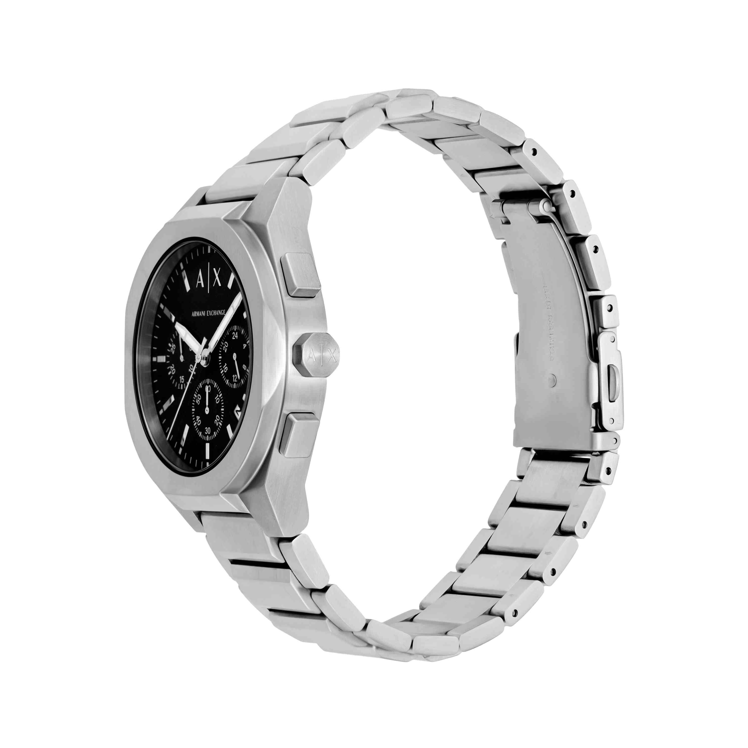 Armani Exchange Sync Chronograph Silver Stainless Black Dial Watch AX4186