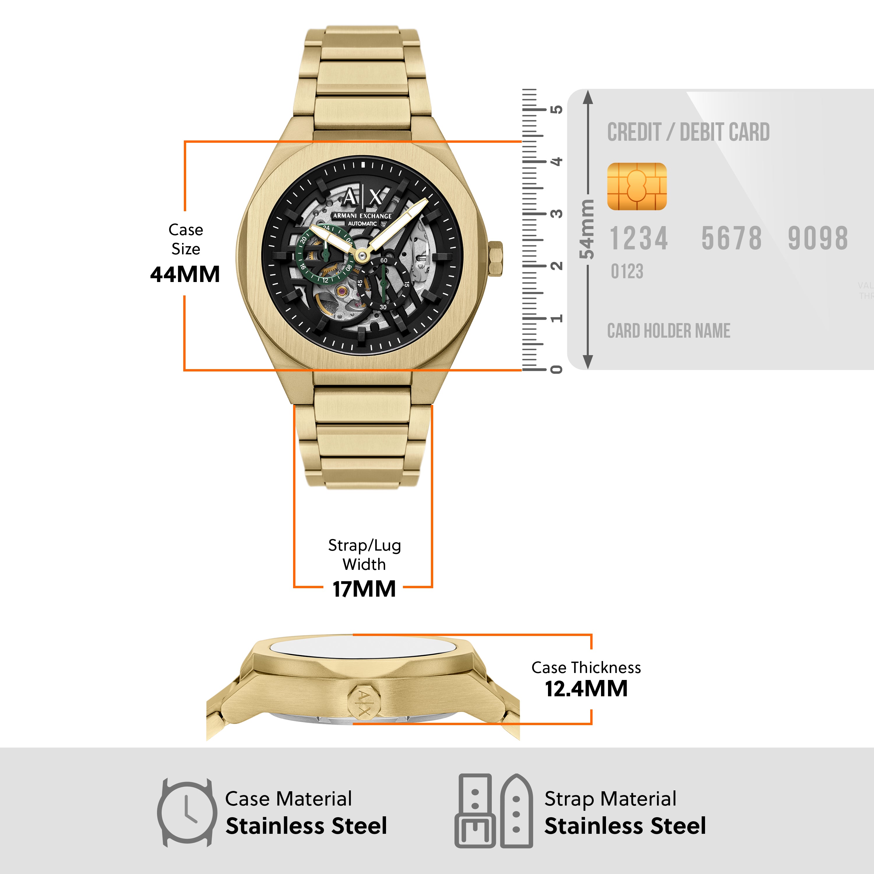 Armani Exchange Sync Automatic Gold Stainless Steel Watch AX4194