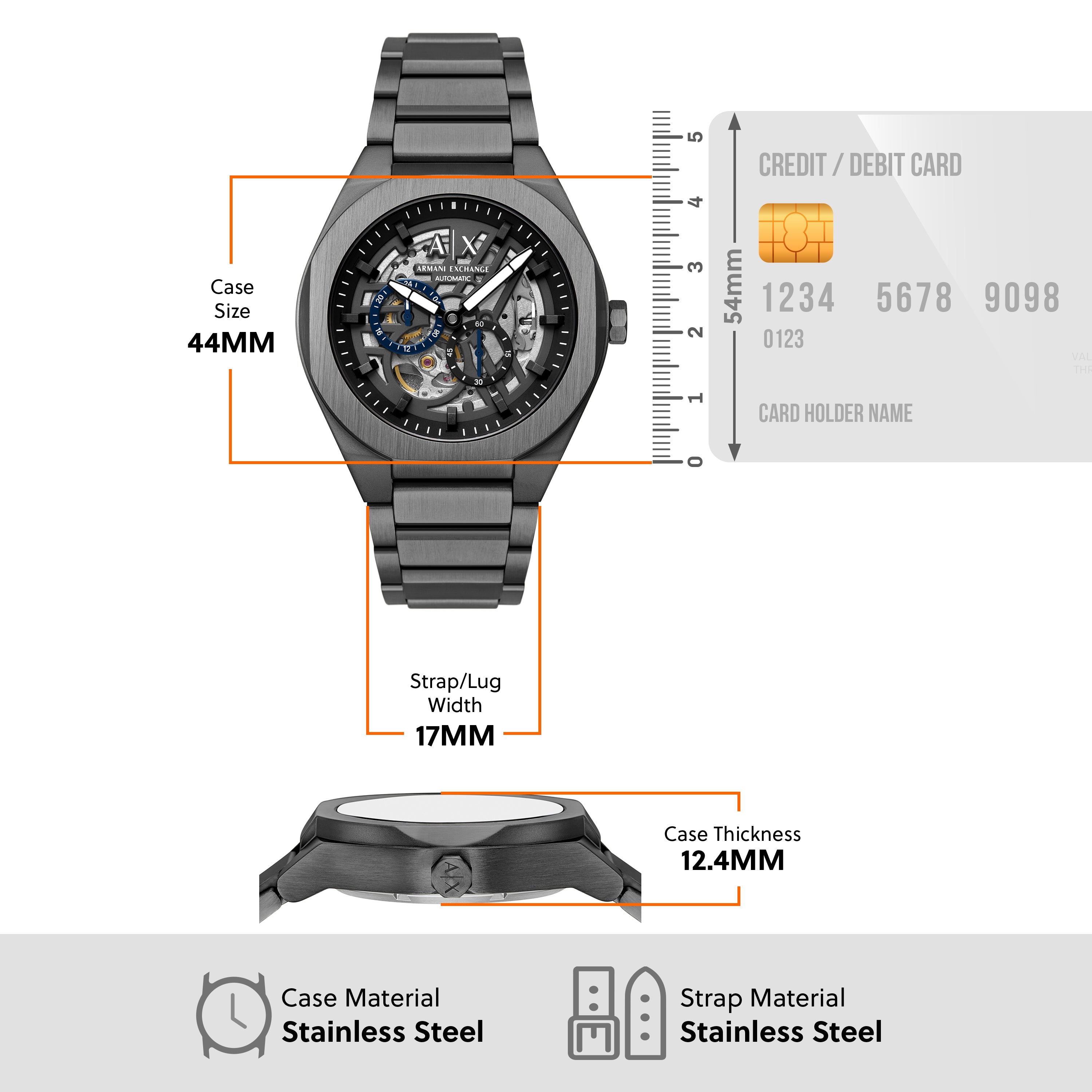 Armani Exchange Sync Automatic Gunmetal Stainless Steel Watch AX4195