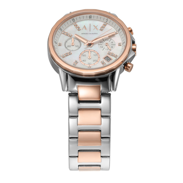 Armani Opulent Two-Tone Chronograph with Silver Dial AX4331