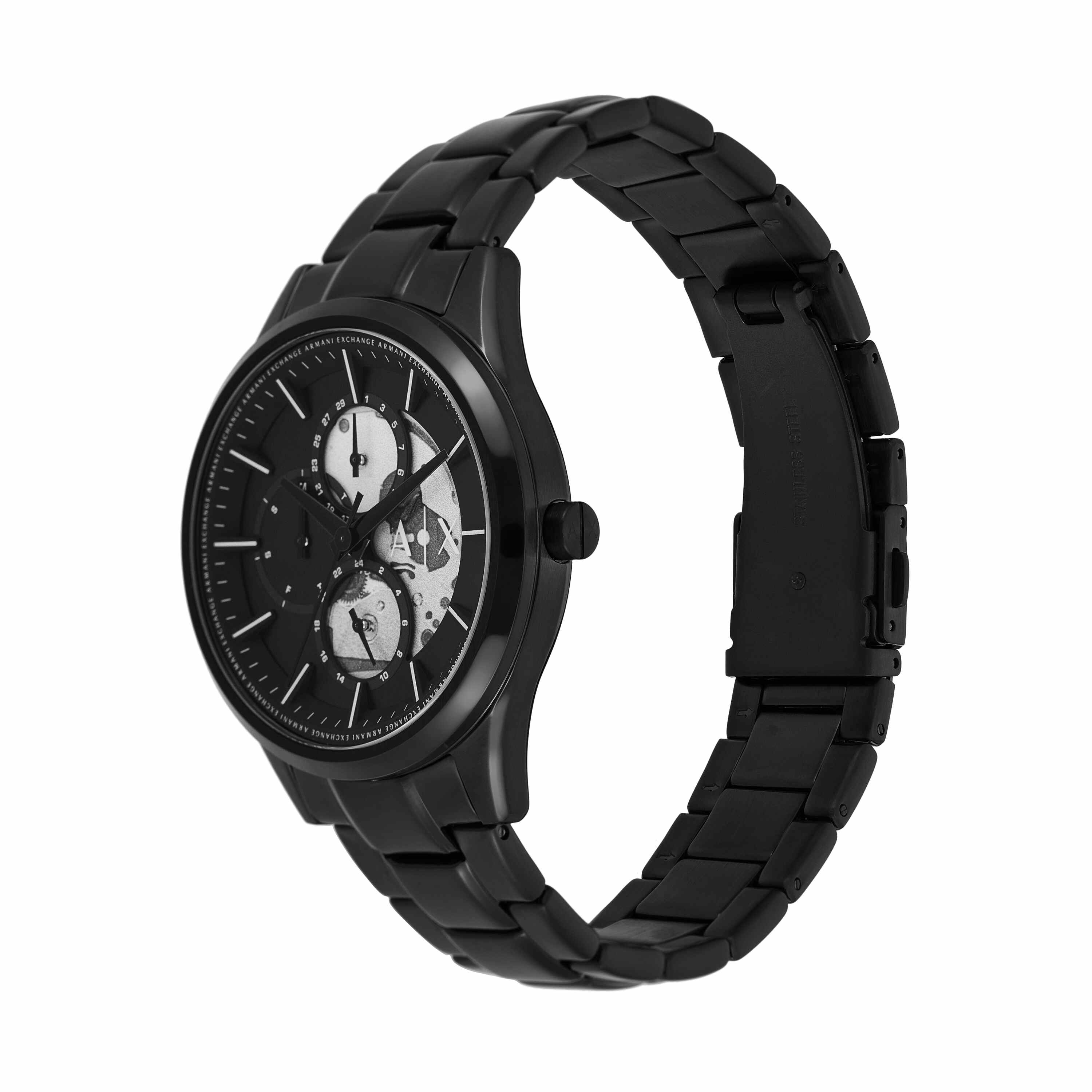 Armani Exchange Multifunction Black Stainless Steel Watch and Necklace Set AX7160SET