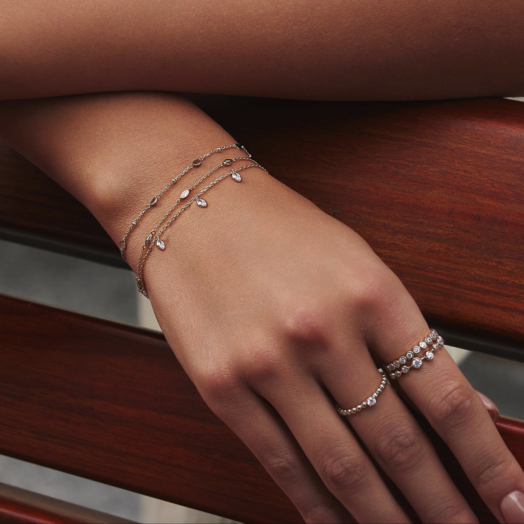 Silver Rhombus Station Bracelet Elegant Modern Jewelry for Women