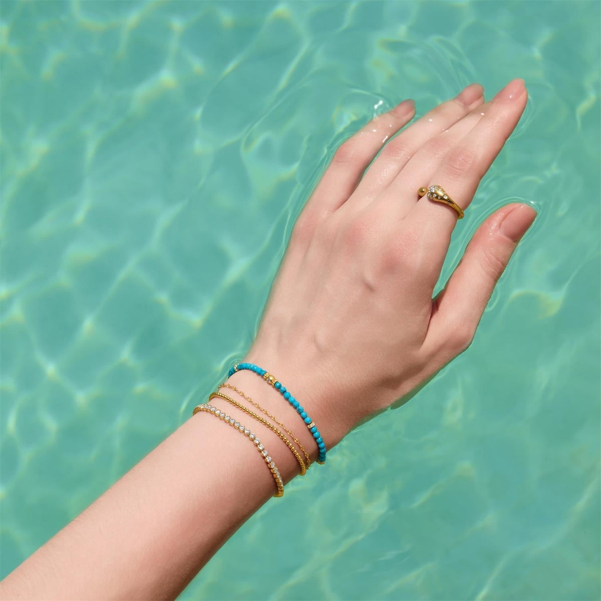 Ania Haie Gold Lab-Created Turquoise Beaded Bracelet