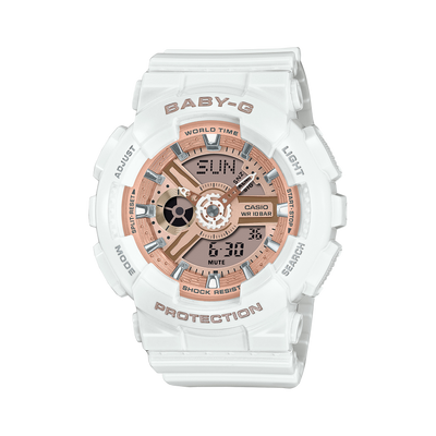 G-Shock Digital White Resin Band Watch BA110X-7A1