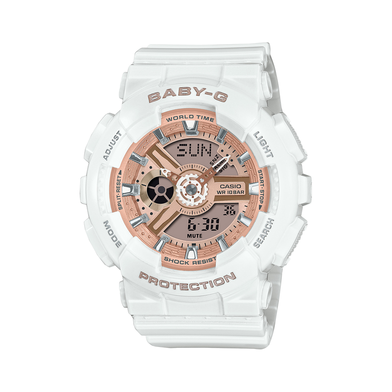 G-Shock Digital White Resin Band Watch BA110X-7A1