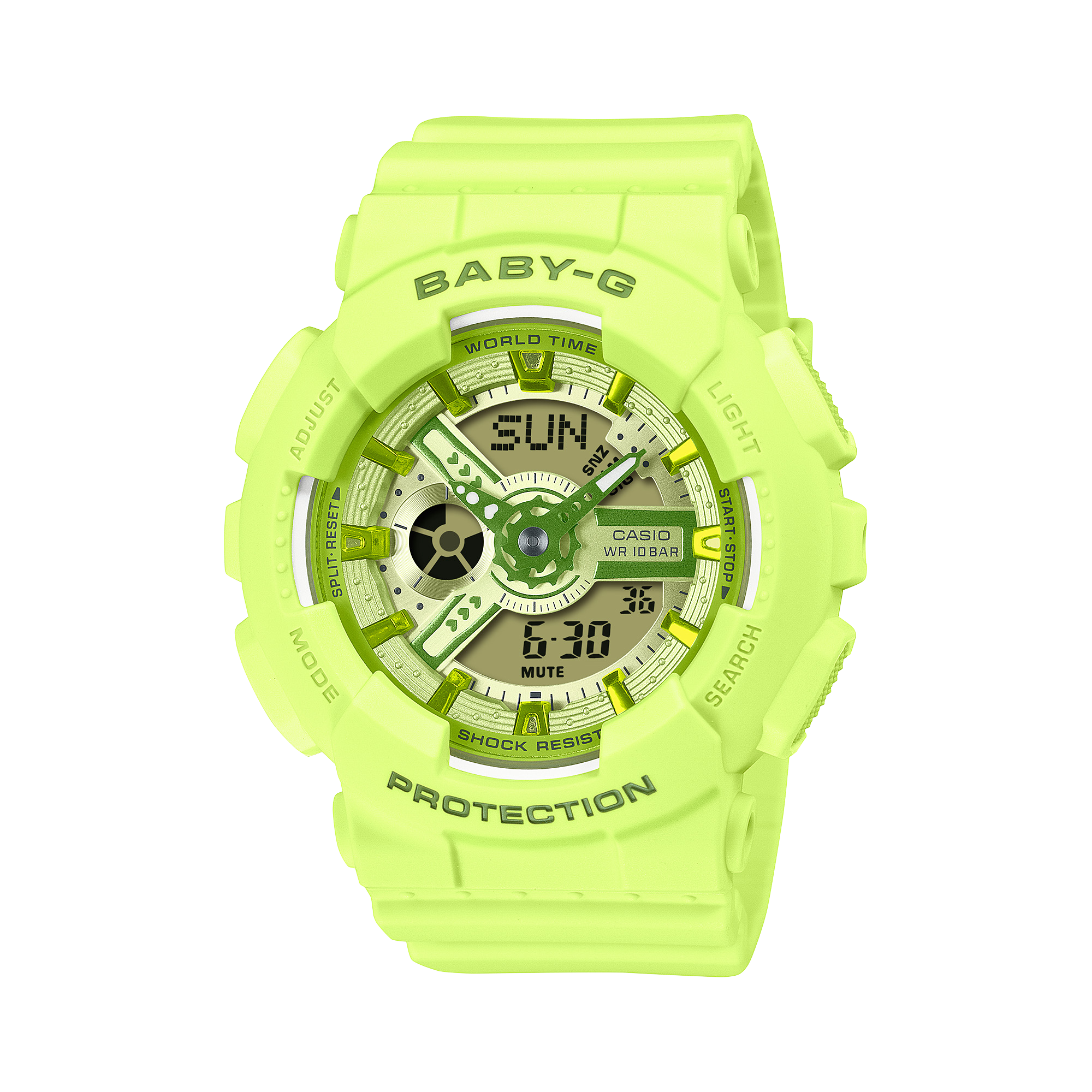 Baby-G Green Dial Green Resin Band Watch BA110YK-3A