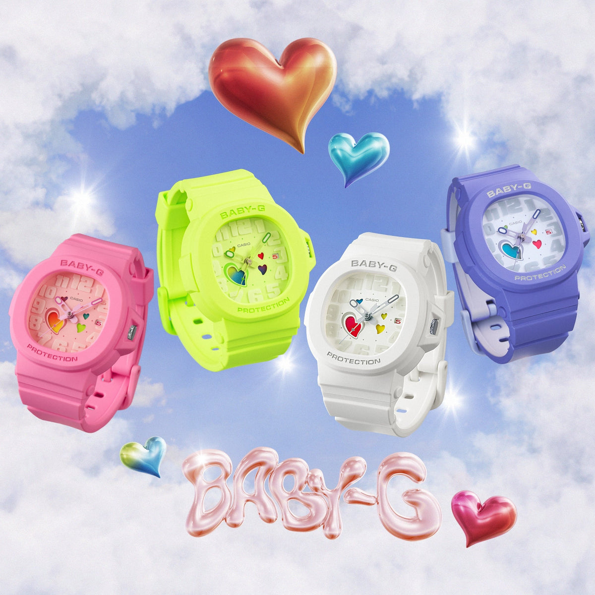 Baby-G Analogue Heart Dial White Resin Band Watch BGA10-7A1
