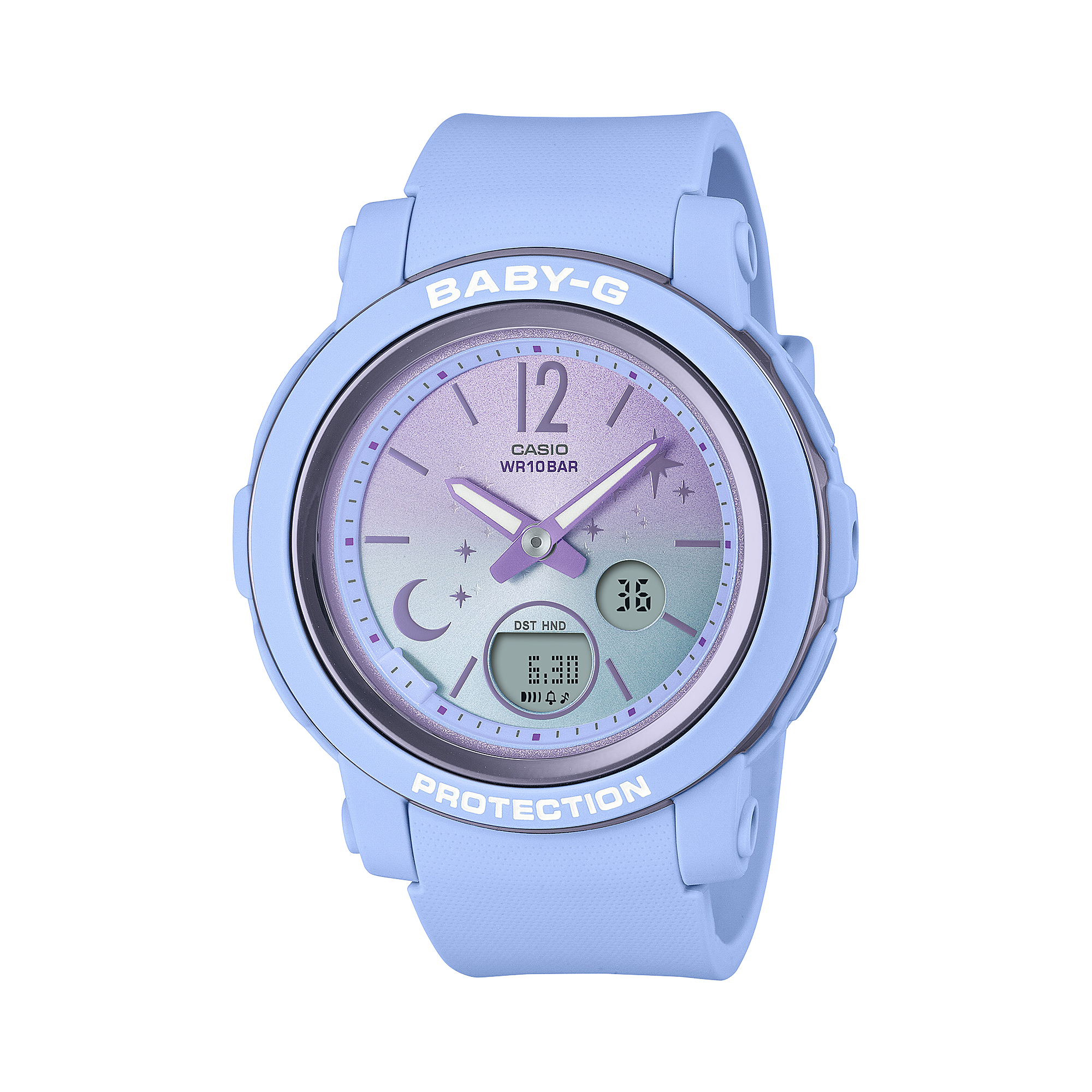 BABY-G DUO Moon and Stars Purple Resin Band Watch BGA290DS-2A