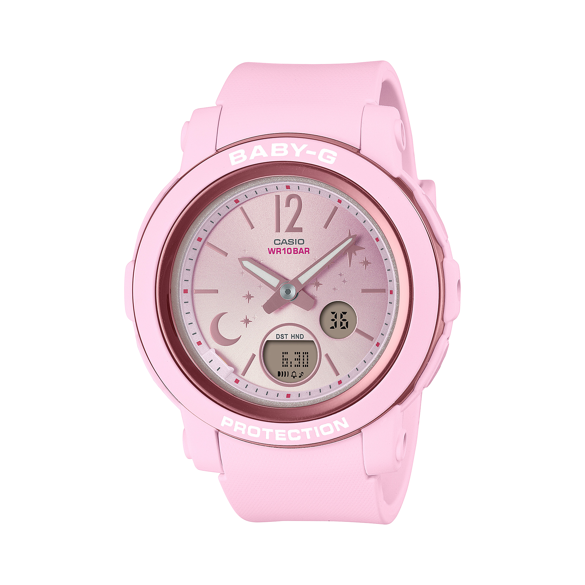BABY-G DUO Moon and Stars Pink Resin Band Watch BGA290DS-4A