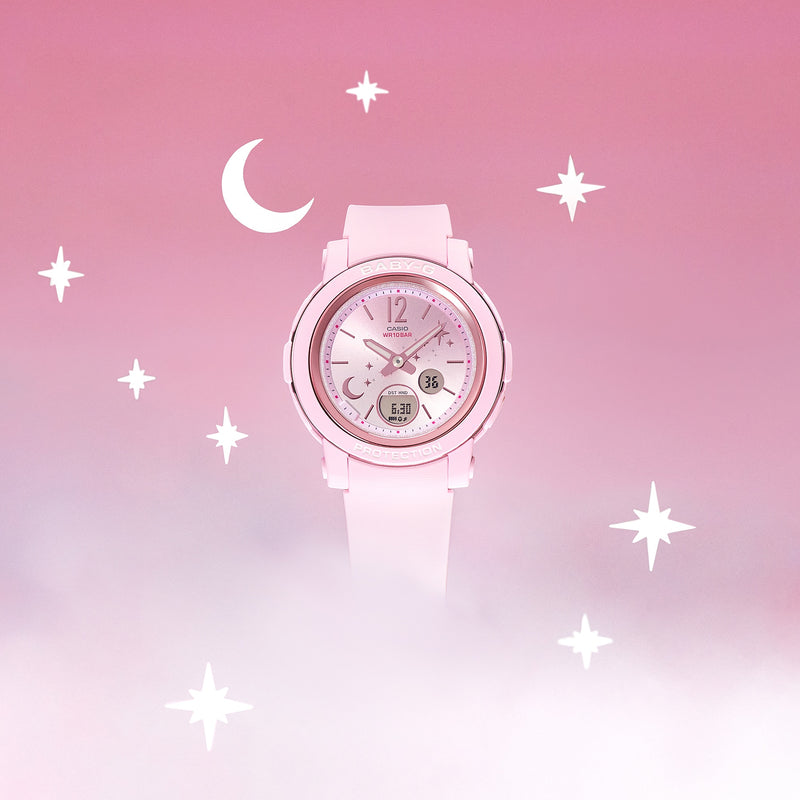 BABY-G DUO Moon and Stars Pink Resin Band Watch BGA290DS-4A