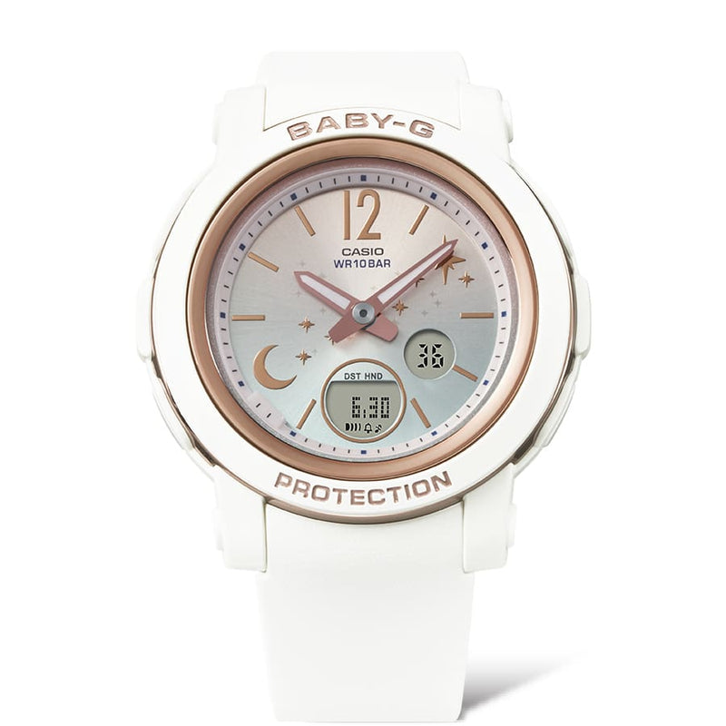 BABY-G DUO Moon and Stars White Resin Band Watch BGA290DS-7A