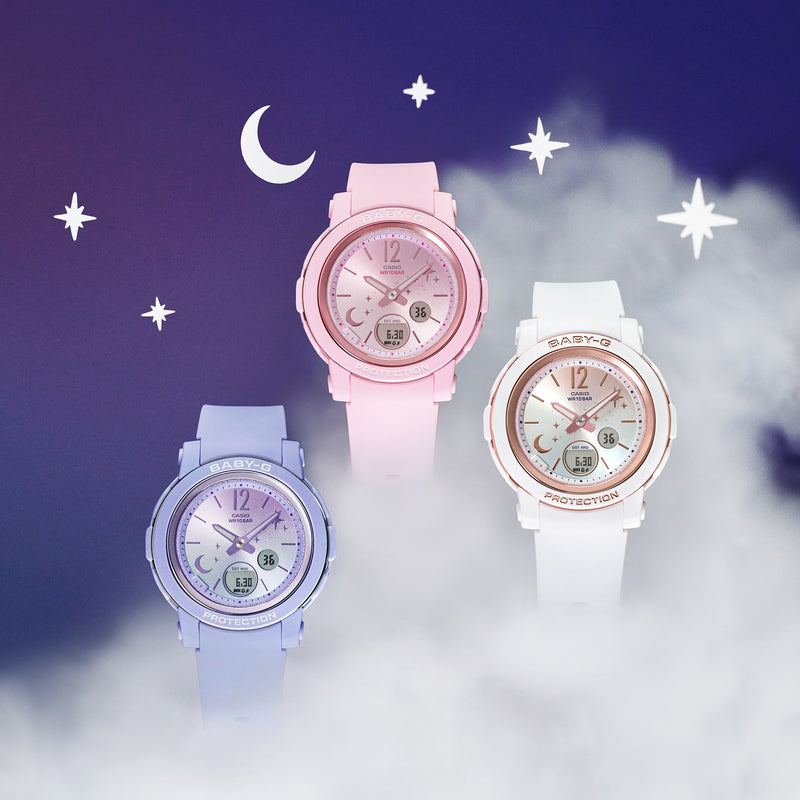 BABY-G DUO Moon and Stars White Resin Band Watch BGA290DS-7A